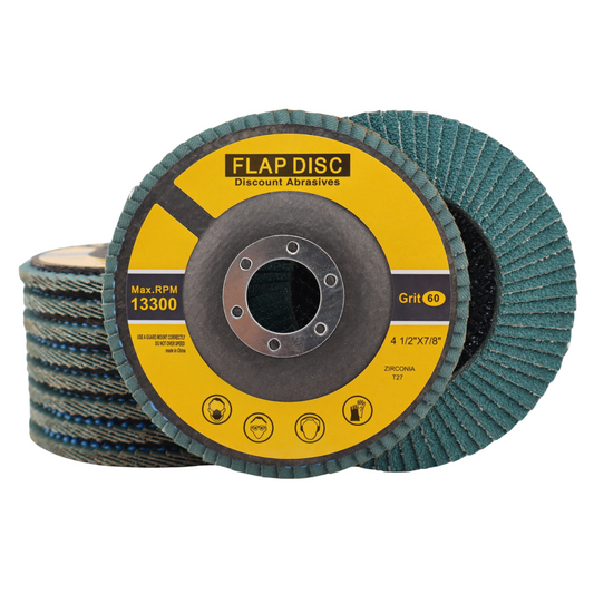 Premium Zirconia Flap Disc 4-1/2"x7/8" Type 27, 60 Grit - 10 Pack