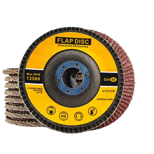 Premium Aluminum Oxide Flap Disc 4-1/2"x7/8" Type 29, 80 Grit - 10 Pack