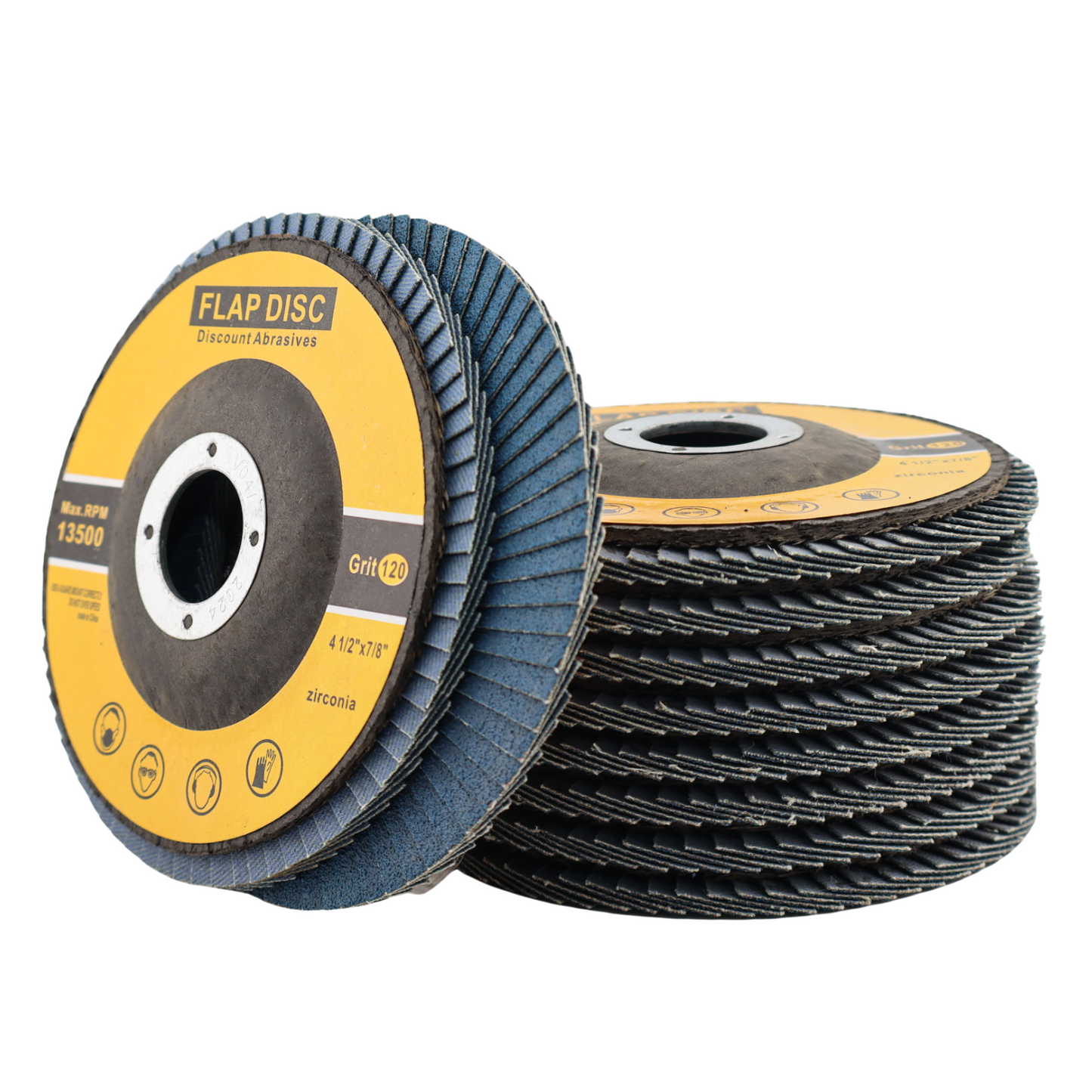 Premium Zirconia Flap Disc 4-1/2"x7/8" Type 27, 120 Grit - 10 Pack