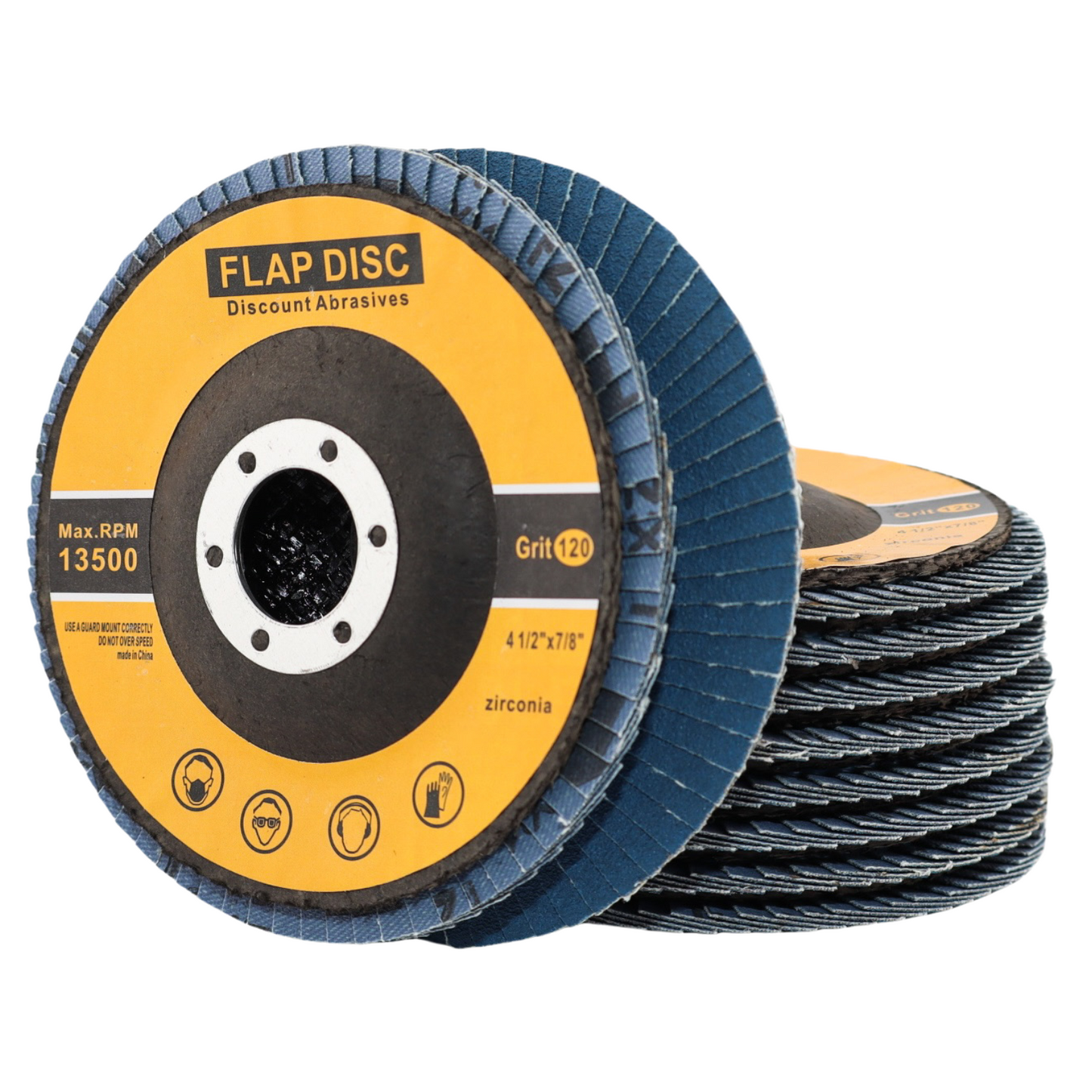Premium Zirconia Flap Disc 4-1/2"x7/8" Type 29, 120 Grit - 10 Pack