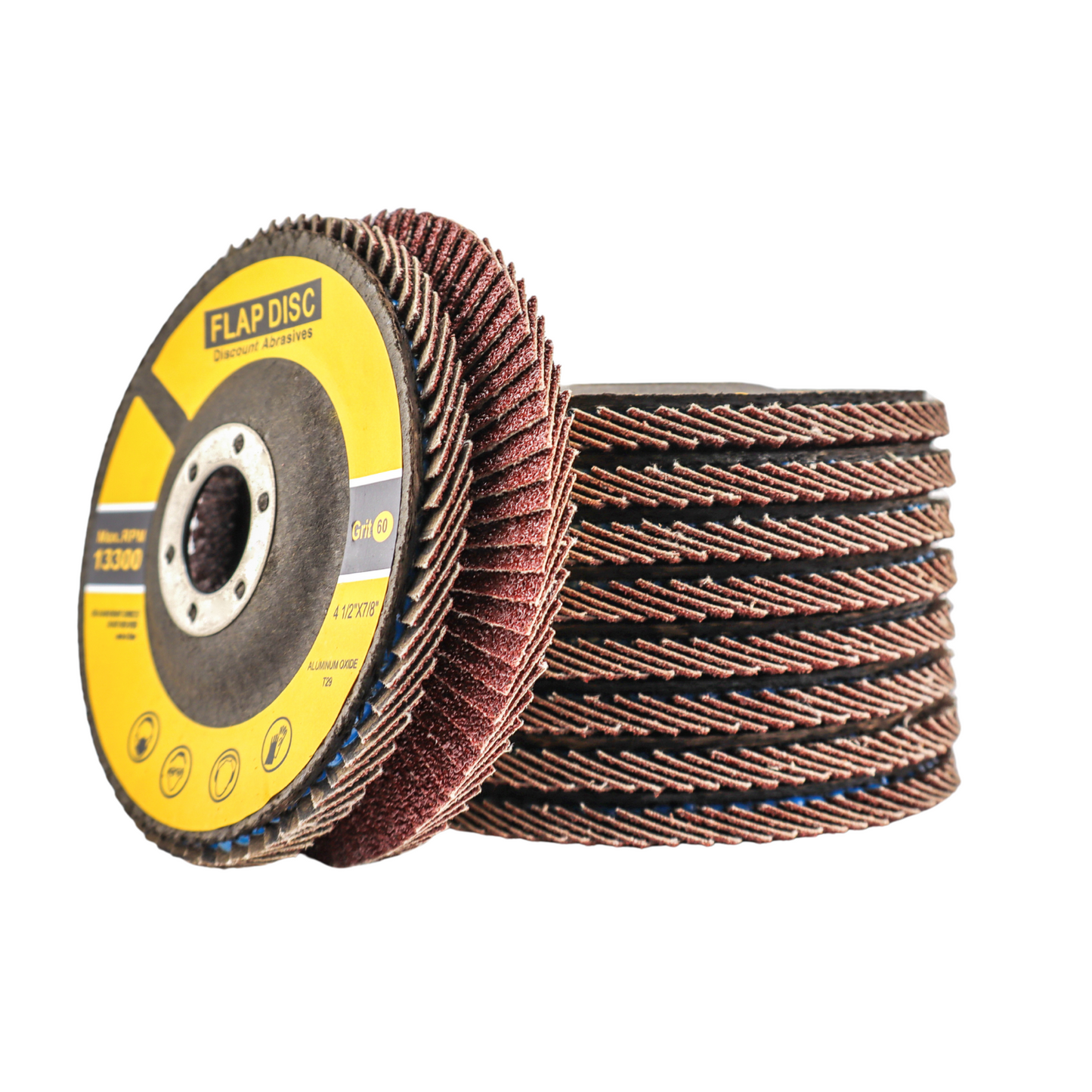 Premium Aluminum Oxide Flap Disc 4-1/2"x7/8" Type 29, 60 Grit - 10 Pack