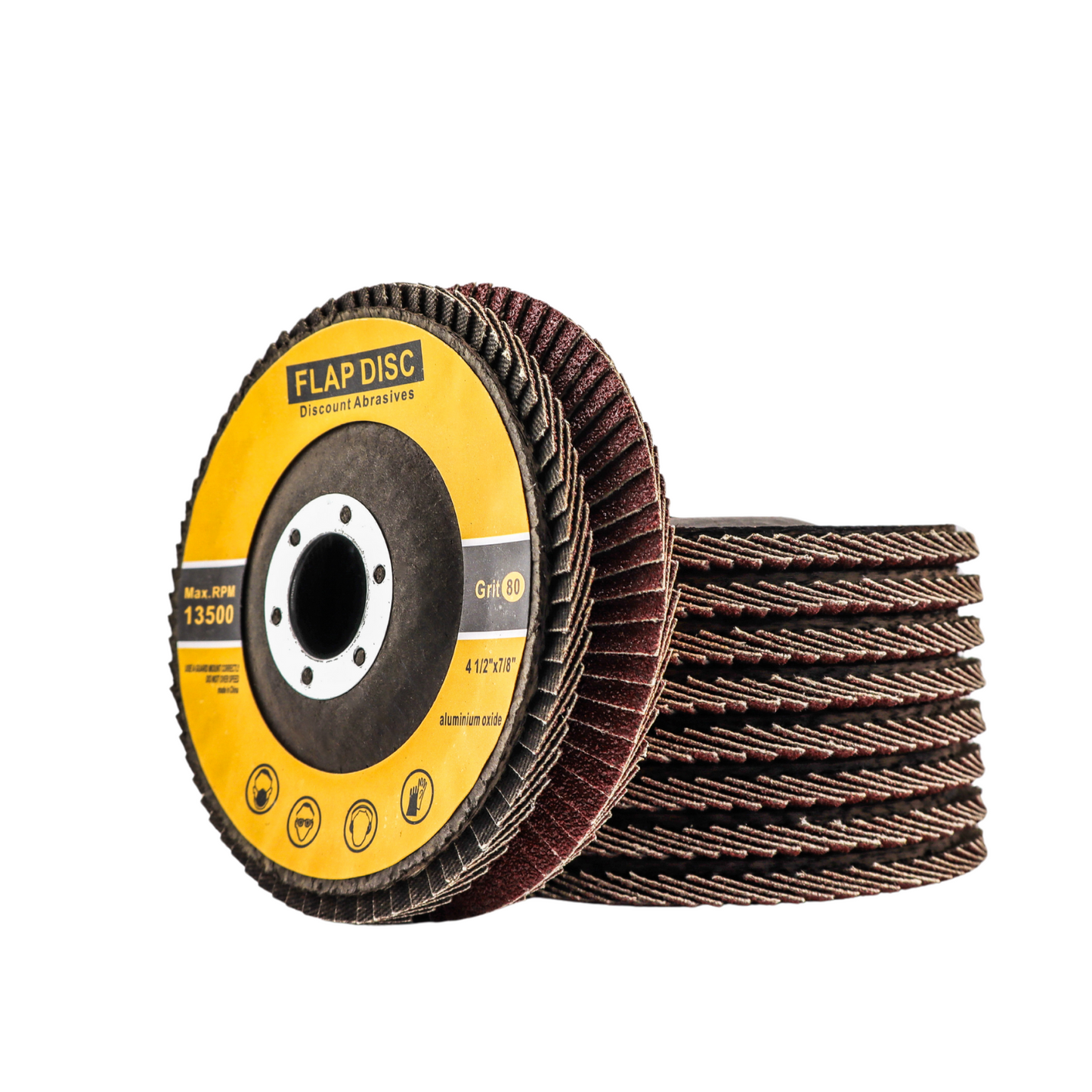 Premium Aluminum Oxide Flap Disc 4-1/2"x7/8" Type 29, 80 Grit - 10 Pack