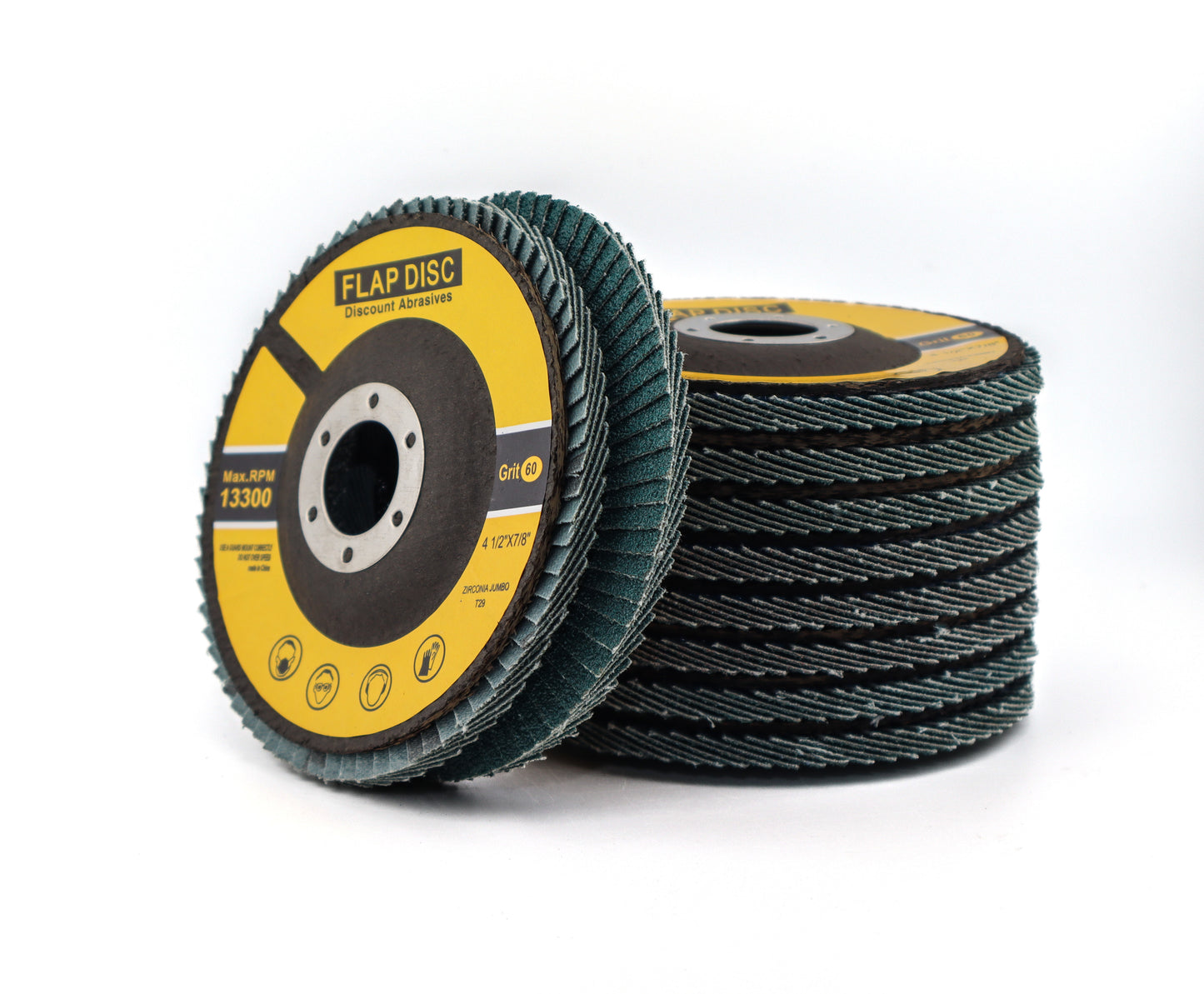 Premium Zirconia Flap Disc 4-1/2"x7/8" Type 29, 60 Grit - 10 Pack